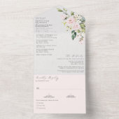 Elegant Blush Floral Weddenschap in één uitnodigin All In One Uitnodiging (Binnen)