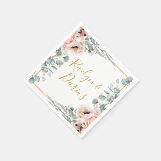 Elegant Blush Floral | Weddenschap Napkins Servet (Hoek)