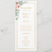 Elegant Blush Floral | Weddenschap-programma Programmakaart (Voorkant)