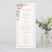 Elegant Blush Floral | Weddenschap-programma Programmakaart (Staand voorkant)