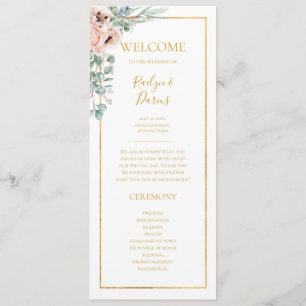 Elegant Blush Floral   Weddenschap-programma Programmakaart