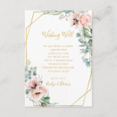 Elegant Blush Floral | Weddenschap Wishing Well Ca Informatiekaartje (Voorkant)