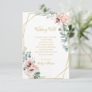 Elegant Blush Floral   Weddenschap Wishing Well Ca Informatiekaartje