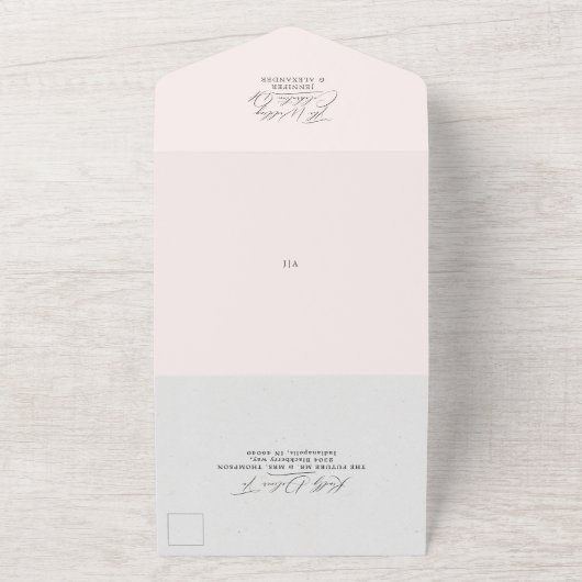 Elegant Blush Floral Wedding All In One Uitnodiging (Buitenkant)