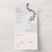 Elegant Blush Floral Wedding All In One Uitnodiging (Binnen)