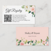 Elegant Blush Floral Wedding Gift Registry QR Code Informatiekaartje (Voorkant / Achterkant)