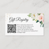 Elegant Blush Floral Wedding Gift Registry QR Code Informatiekaartje (Voorkant)