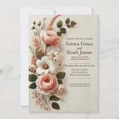 Elegant Blush Floral Wedding Invitation Kaart (Voorkant)