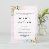 Elegant Blush Floral Wedding Invitation Kaart (Staand voorkant)