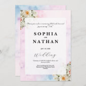 Elegant Blush Floral Wedding Invitation Kaart (Voorkant / Achterkant)