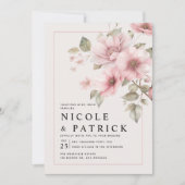 Elegant Blush Floral Wedding Invitation Kaart (Voorkant)
