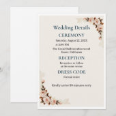 Elegant Blush Floral Wedding Invitation Kaart (Voorkant / Achterkant)