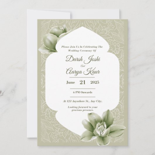 Elegant Blush Floral Wedding Invitation Kaart (Voorkant)