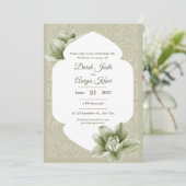 Elegant Blush Floral Wedding Invitation Kaart (Staand voorkant)