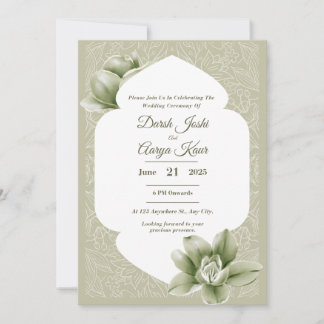 Elegant Blush Floral Wedding Invitation Kaart