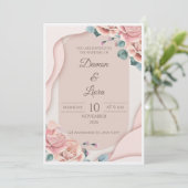 Elegant Blush Floral Wedding Invitation Template Kaart (Staand voorkant)