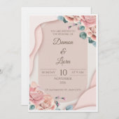 Elegant Blush Floral Wedding Invitation Template Kaart (Voorkant / Achterkant)
