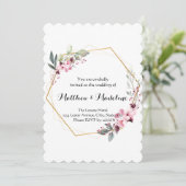 Elegant Blush Floral Wedding Invitations Kaart (Staand voorkant)