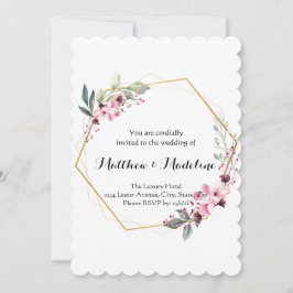 Elegant Blush Floral Wedding Invitations Kaart
