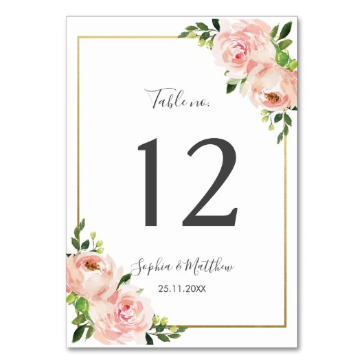 Elegant Blush Floral Wedding Kaart (Voorkant)