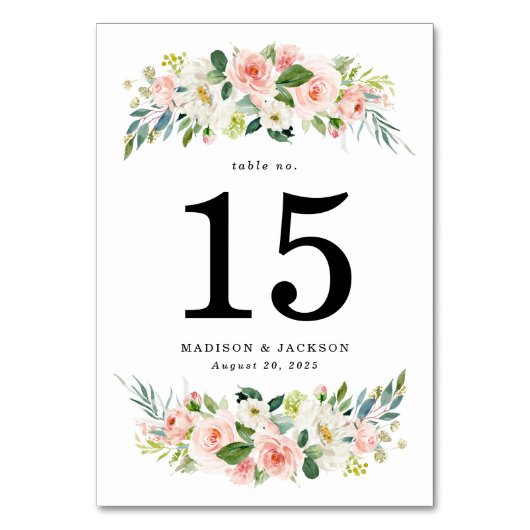 Elegant Blush Floral Wedding Kaart (Voorkant)