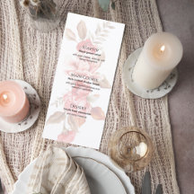 Elegant Blush Floral Wedding Menu Card