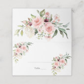 Elegant Blush Floral Wedding Place Cards Plaatskaartje (Buitenkant ongevouwen)