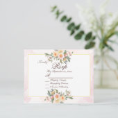 Elegant Blush Floral Wedding RSVP Card Kaart (Staand voorkant)