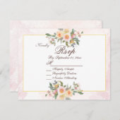 Elegant Blush Floral Wedding RSVP Card Kaart (Voorkant / Achterkant)