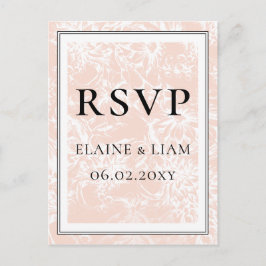 Elegant Blush Floral Wedding rsvp Uitnodiging Briefkaart