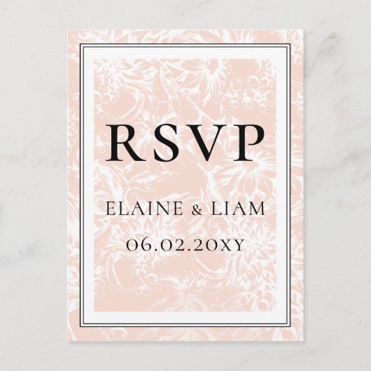 Elegant Blush Floral Wedding rsvp Uitnodiging Briefkaart (Voorkant)