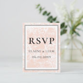 Elegant Blush Floral Wedding rsvp Uitnodiging Briefkaart (Staand voorkant)