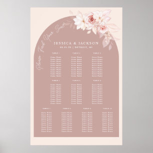 Elegant Blush Floral Wedding Seating Chart Poster
