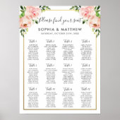 Elegant Blush Floral Wedding Seating Chart Poster (Voorkant)