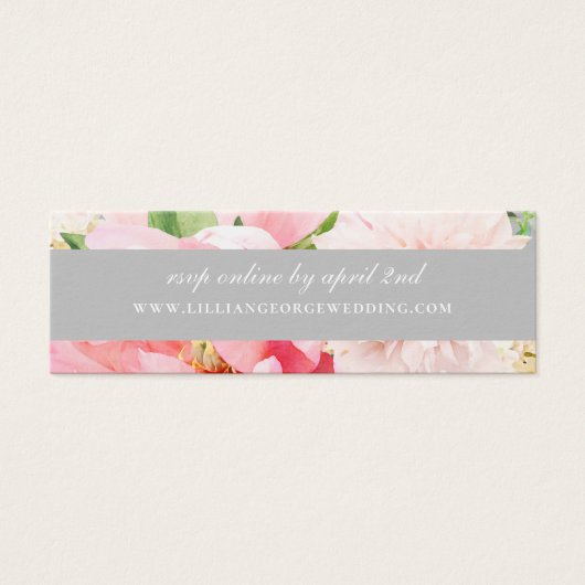 Elegant Blush Floral Wedding Website RSVP Mini Visitekaartjes (Voorkant)