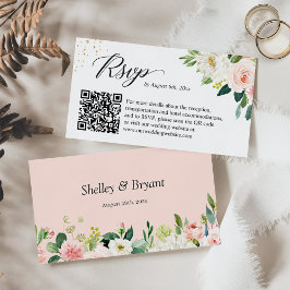 Elegant Blush Floral Wedding Website RSVP QR Code Informatiekaartje