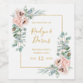 Elegant Blush Floral | Wijnlabel voor weddenschapp Wijn Etiket (Enkel label)