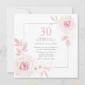 Elegant Blush Floral Wreath Lijst 30th Birthday Kaart (Voorkant)