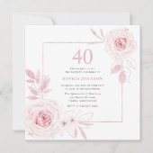 Elegant Blush Floral Wreath Lijst 40th Birthday Kaart (Voorkant)