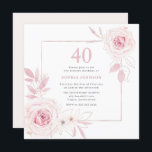 Elegant Blush Floral Wreath Lijst 40th Birthday Kaart<br><div class="desc">Elegant Blush Floral Wreath Lijst 40th Birthday Party Invitation Bekijk onze winkel voor nog veel meer huwelijksuitnodigingen en overeenkomende objecten.</div>