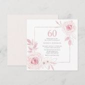 Elegant Blush Floral Wreath Lijst 60th Birthday Kaart (Voorkant / Achterkant)