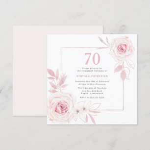 Elegant Blush Floral Wreath Lijst 70th Birthday Kaart