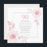 Elegant Blush Floral Wreath Lijst 90th Birthday Kaart<br><div class="desc">Elegant Blush Floral Wreath Lijst 90th Birthday Party Invitation Bekijk onze winkel voor nog veel meer huwelijksuitnodigingen en overeenkomende objecten.</div>
