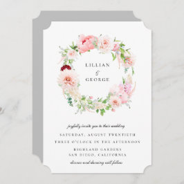 Elegant Blush Floral Wreath Wedding Kaart