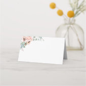 Elegant Blush Floral | Zwart Lijst gevouwen plaats Plaatskaartje (Voorkant)