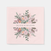 Elegant blush florale greenery bruiloft servetten (Voorkant)