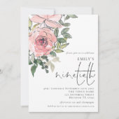 Elegant Blush Florals Ninetieth Birthday Party Kaart (Voorkant)