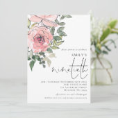 Elegant Blush Florals Ninetieth Birthday Party Kaart (Staand voorkant)