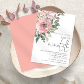 Elegant Blush Florals Ninetieth Birthday Party Kaart