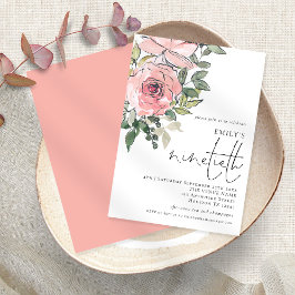 Elegant Blush Florals Ninetieth Birthday Party Kaart